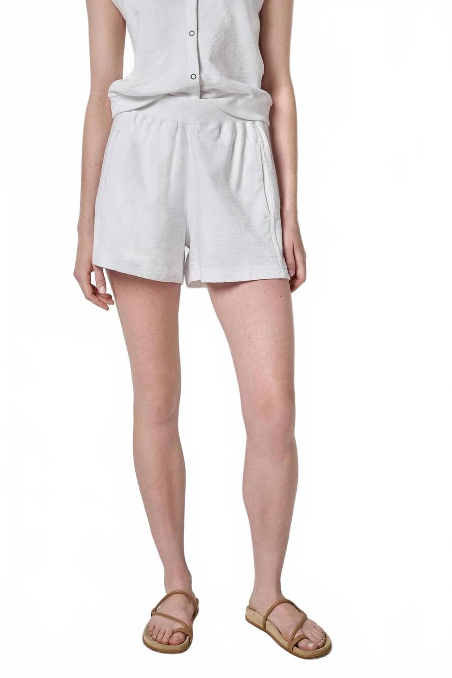 NEW LILLA P textured terry front seam short in white
